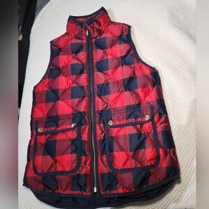 J. Crew Red and Navy Plaid Vest Size XS